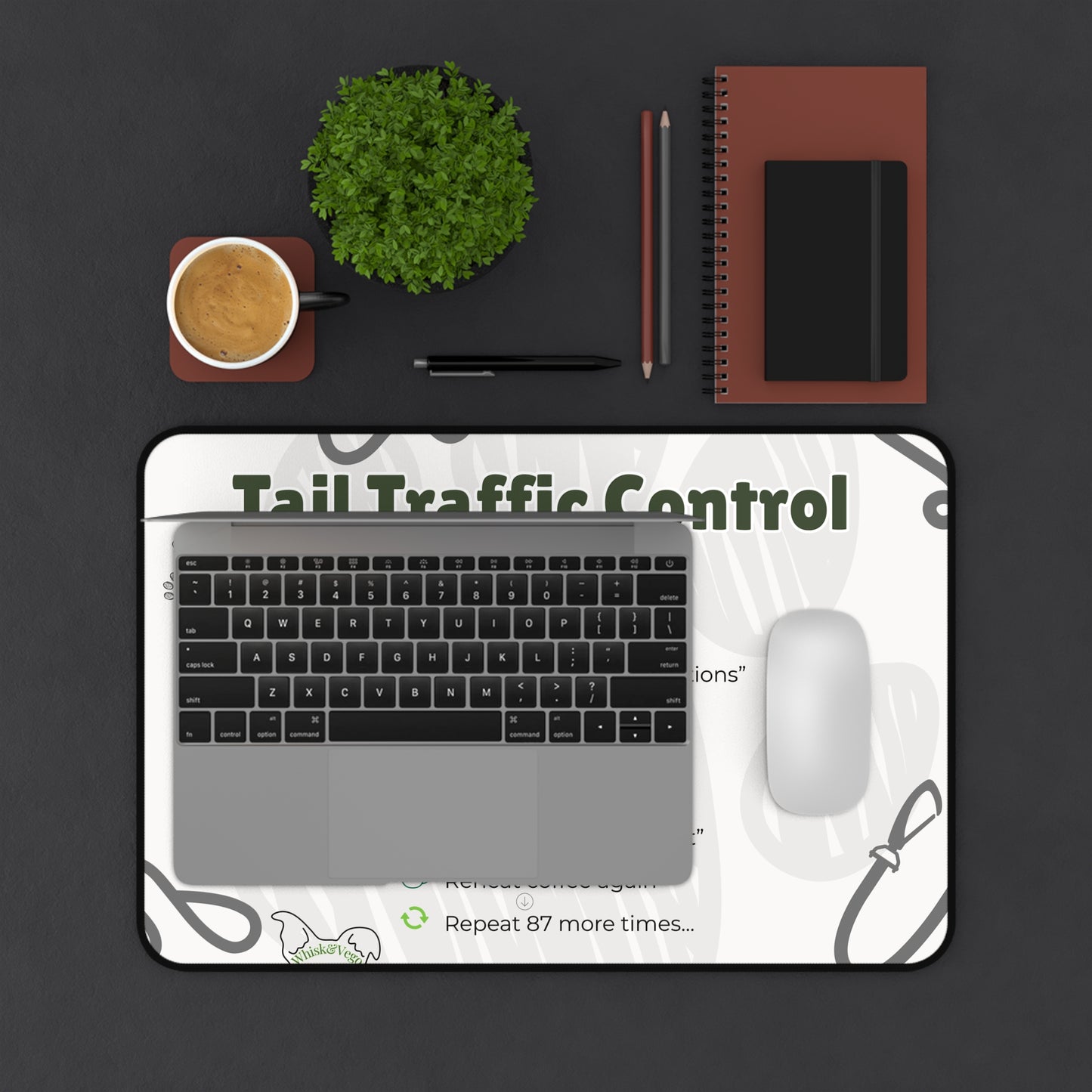 Tail Traffic Control Cat Desk Mat — Funny Veterinary Nurse Desk Pad