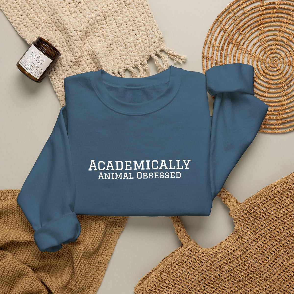 Academically Animal Obsessed- Embroidery Sweatshirt